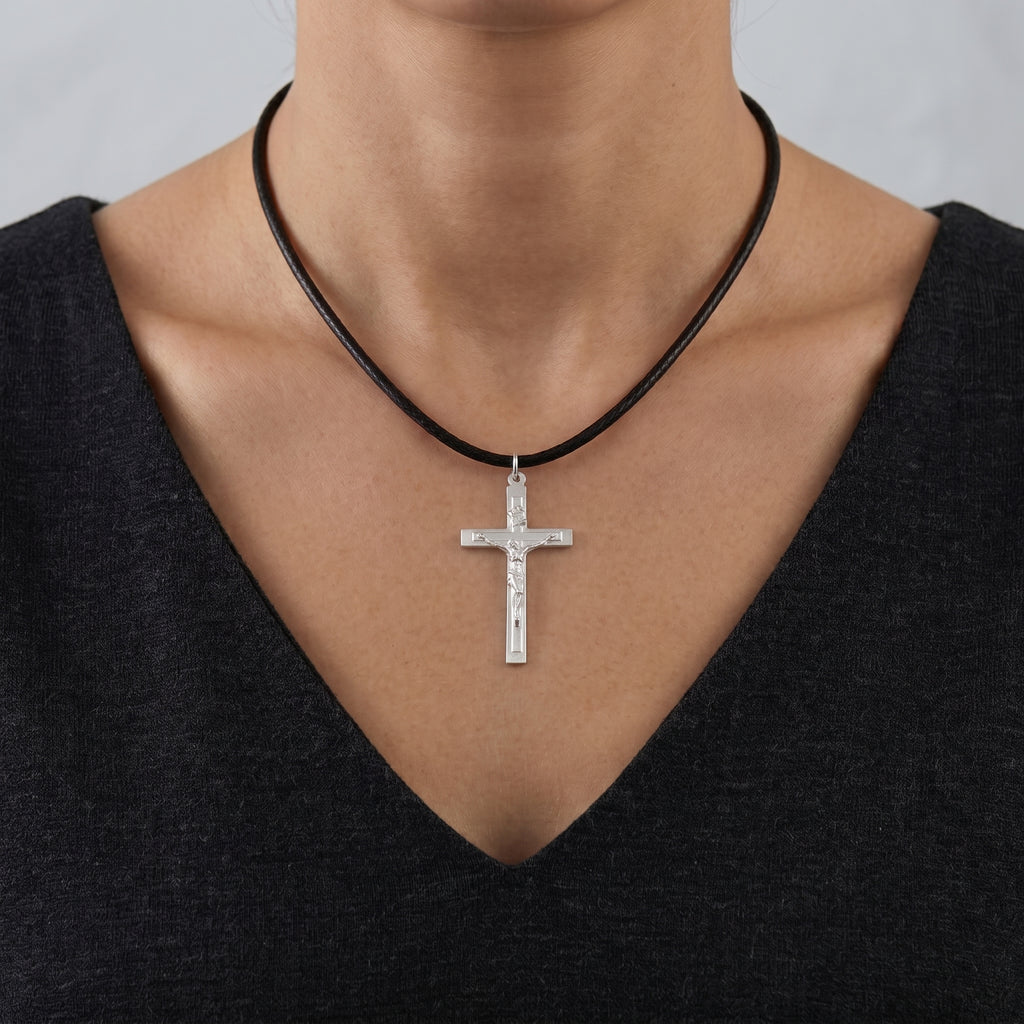 Sacred Fortitude Christ Pendant, Retro & Polished 925 Sterling Silver Talisman
