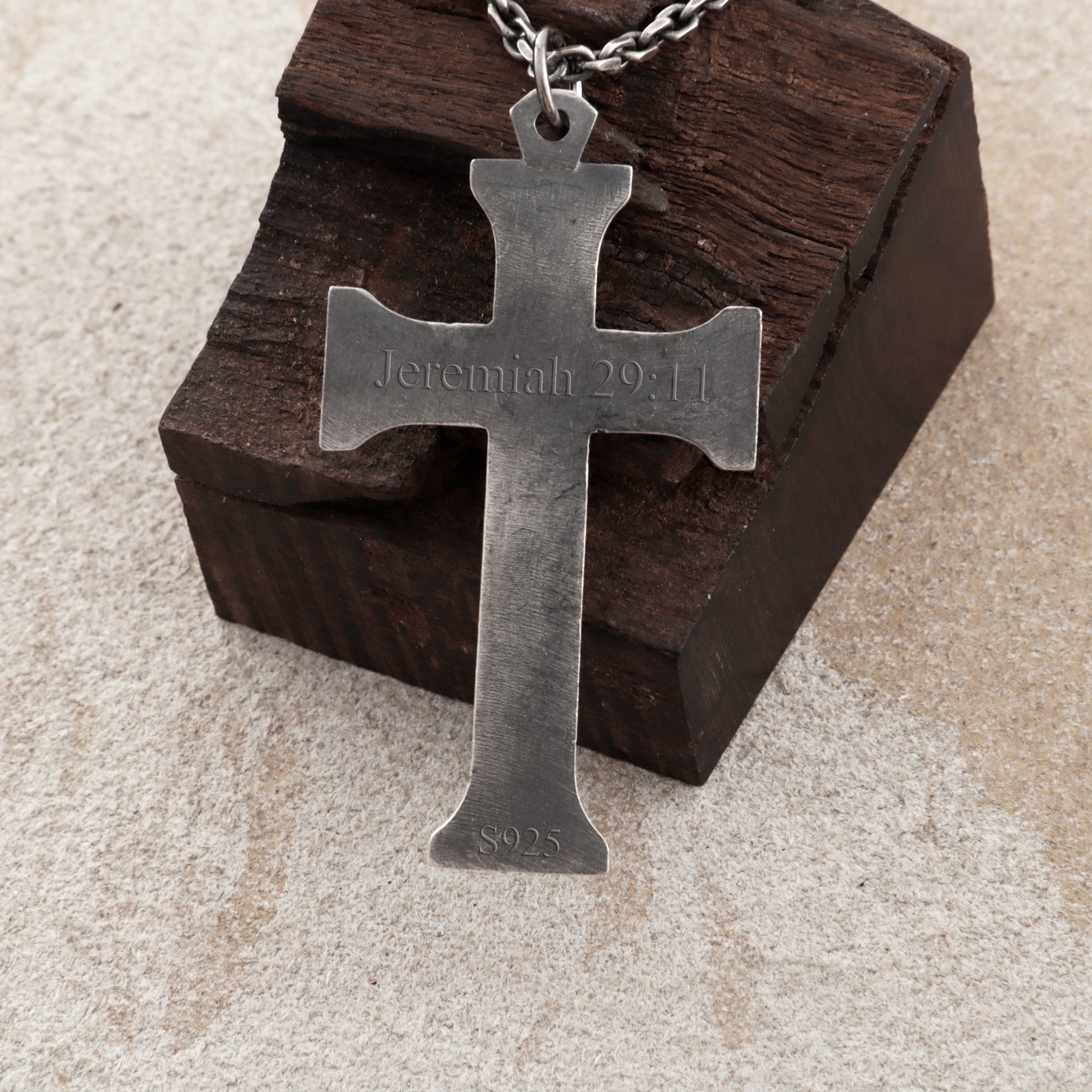 Sacred Chi-Rho Crucifix Pendant, Engravable 925 Sterling Silver Holy Christ Faith Cross
