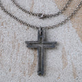 Sacred Path Hollow Cross Pendant, Oxidized 925 Sterling Silver Vintage Faith Amulet Necklace