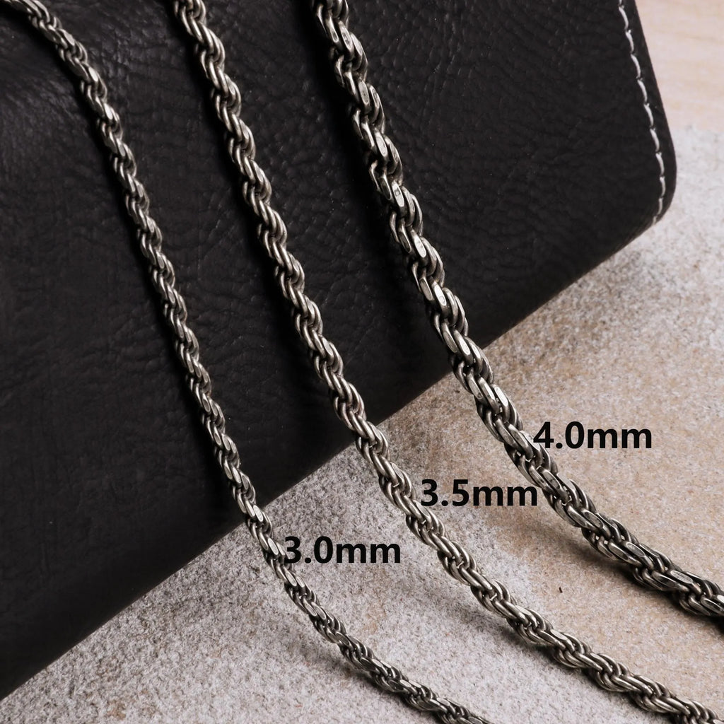 Men's 925 Sterling Silver Rope Chain with Spring Clasp for Pendant