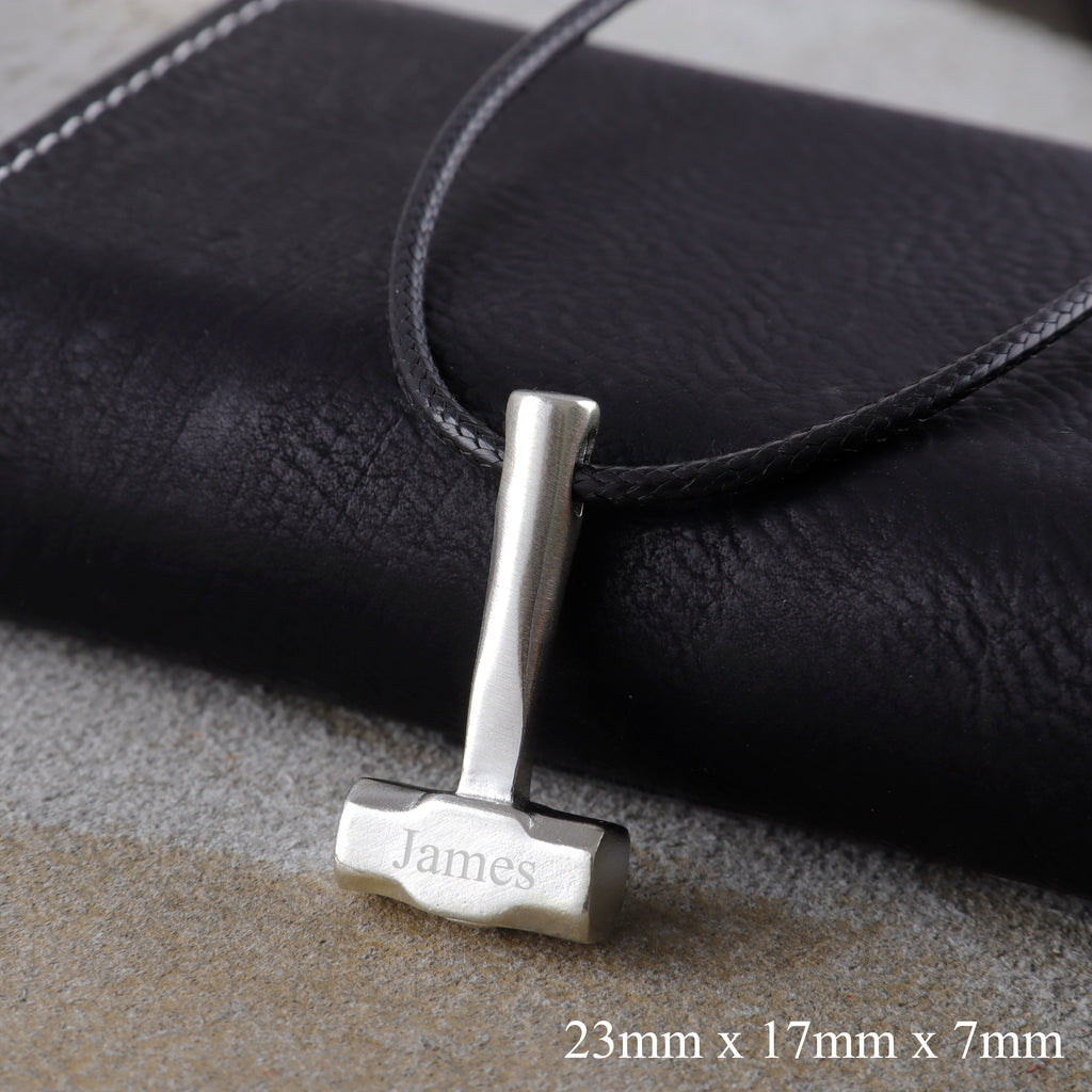 925 Sterling Silver Engravable Hammer Pendant, Personalized Artisan Jewelry