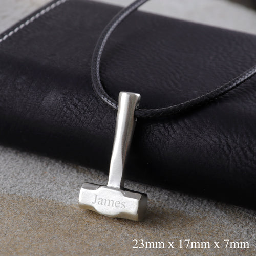 925 Sterling Silver Engravable Hammer Pendant, Personalized Artisan Jewelry