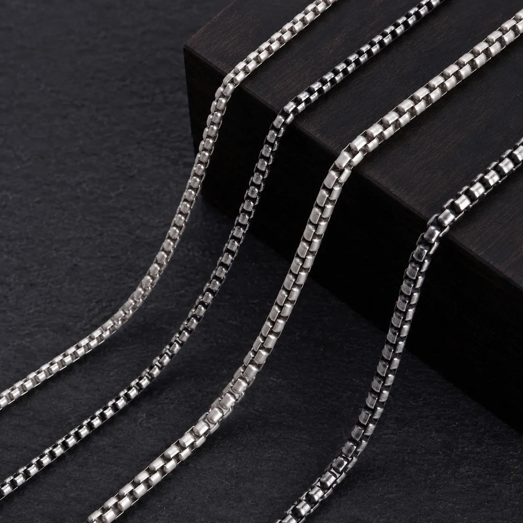925 Sterling Silver Round Box Chain Necklace for Men & Women