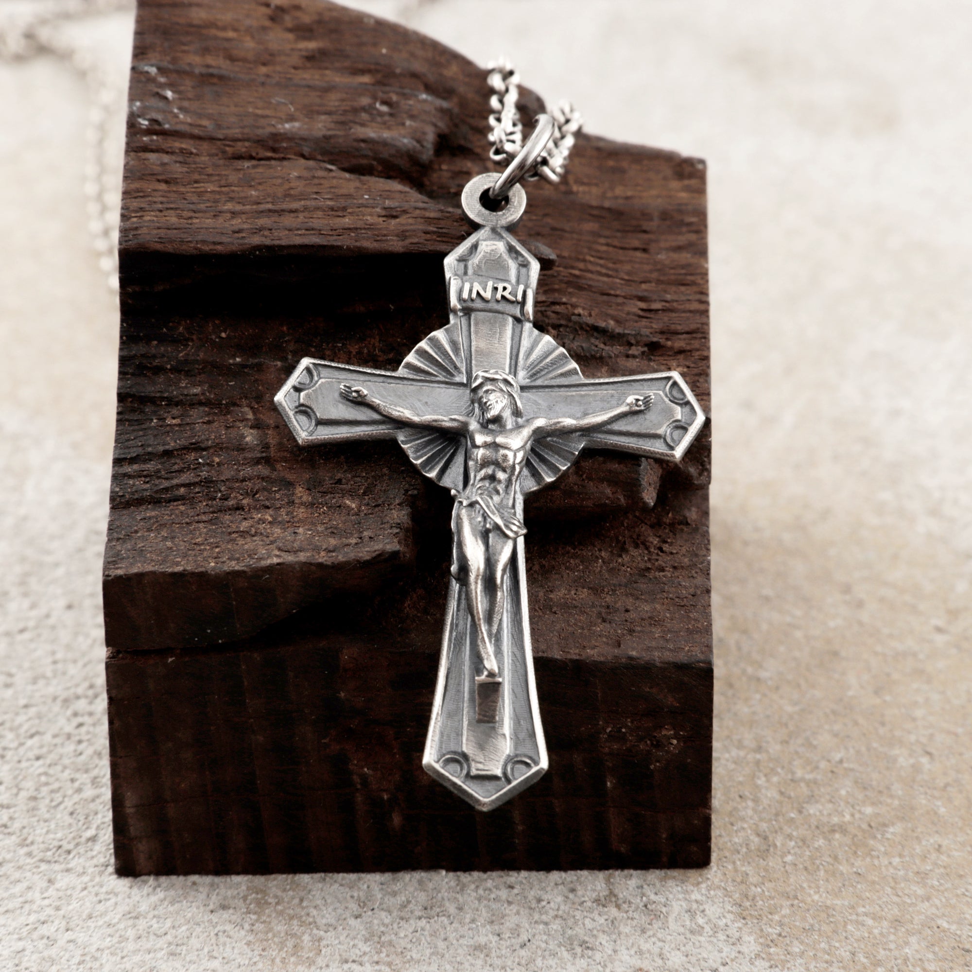 925 Sterling Silver Holy Crucifix Necklace, Sacred Jesus Cross Pendant for Faith & Protection