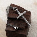 Living Branch Sacred Wood Cross , Textured 925 Sterling Silver Faith Necklace