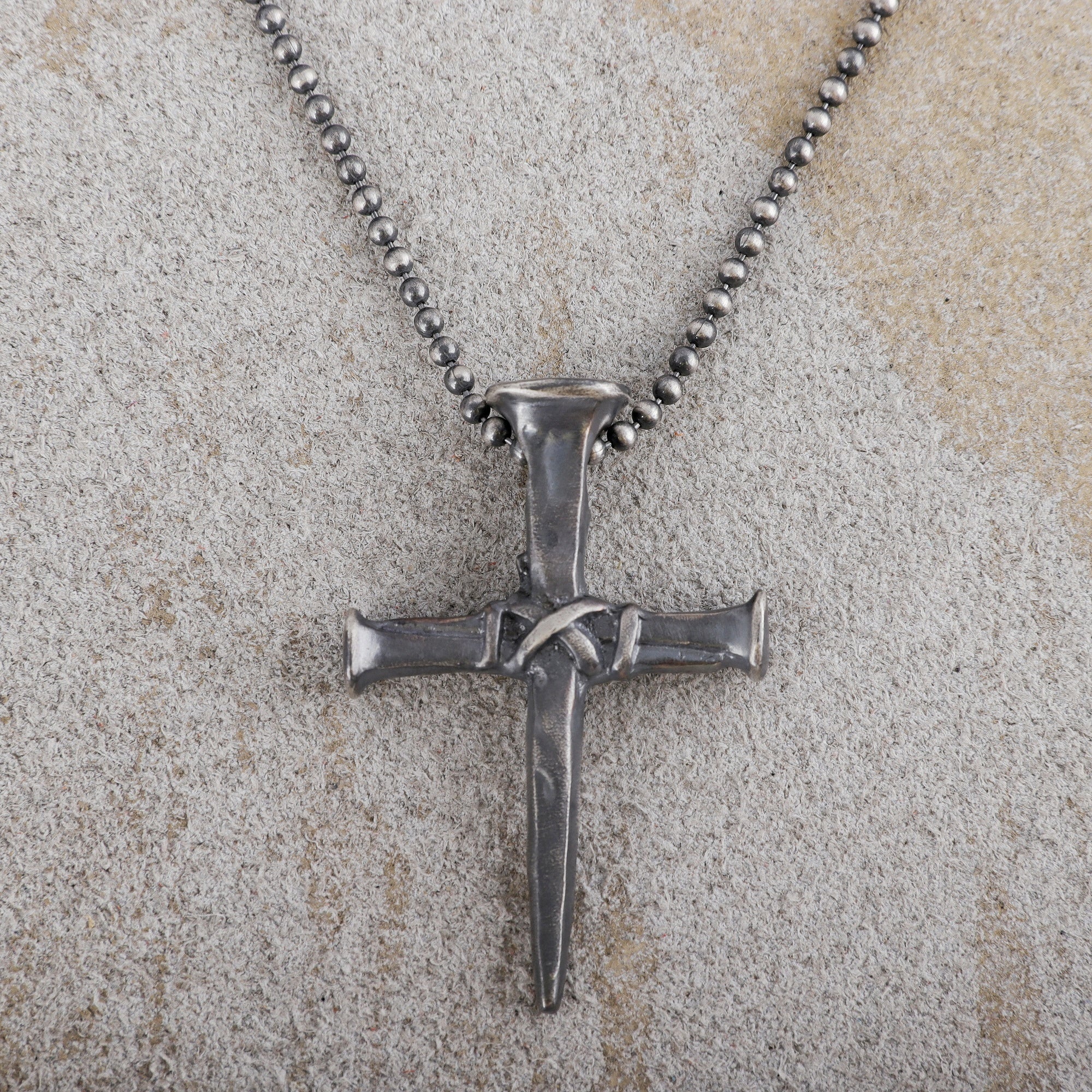 Sacred Grace Crucifixion Nails Cross Necklace, Oxidized 925 Sterling Silver Devotional Faith Pendant