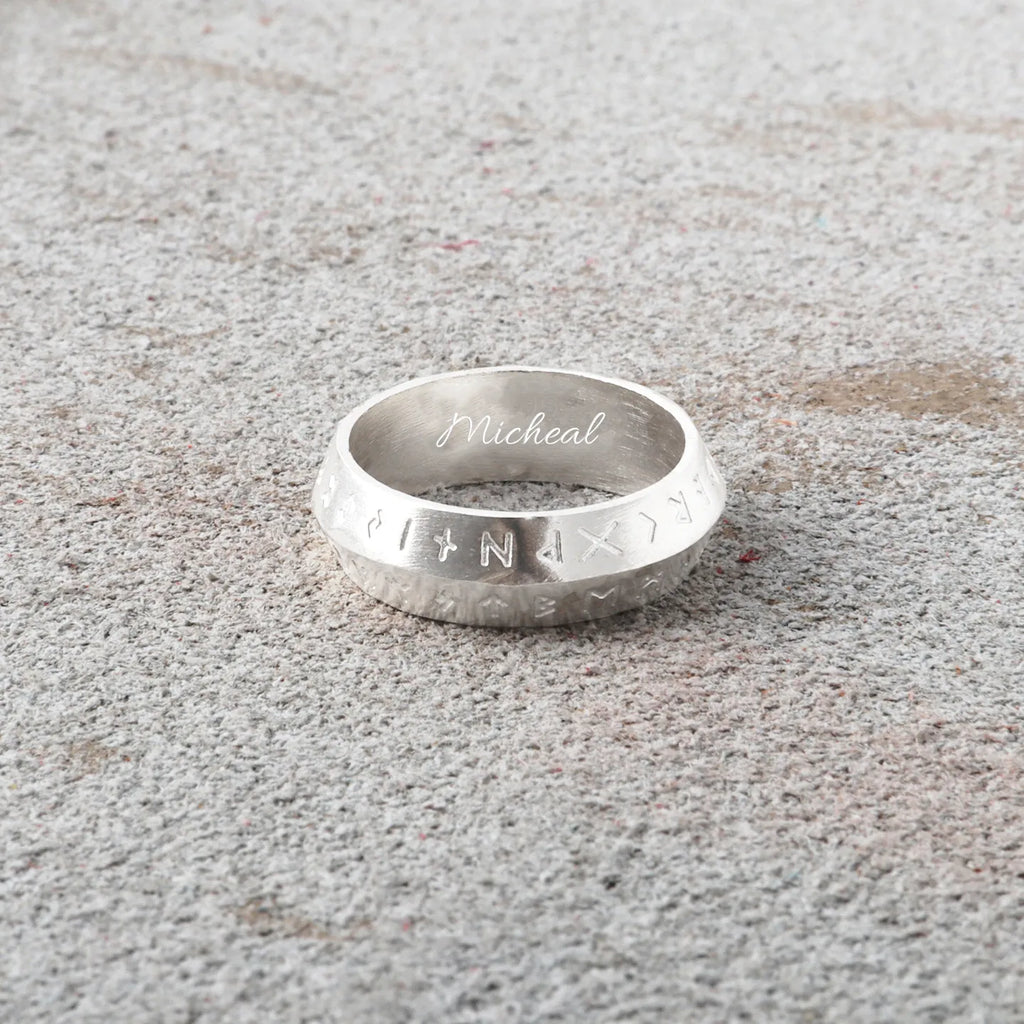 Antique 925 Sterling Silver Viking Rune Ring Custom Engrave Inside Band Talisman Gift