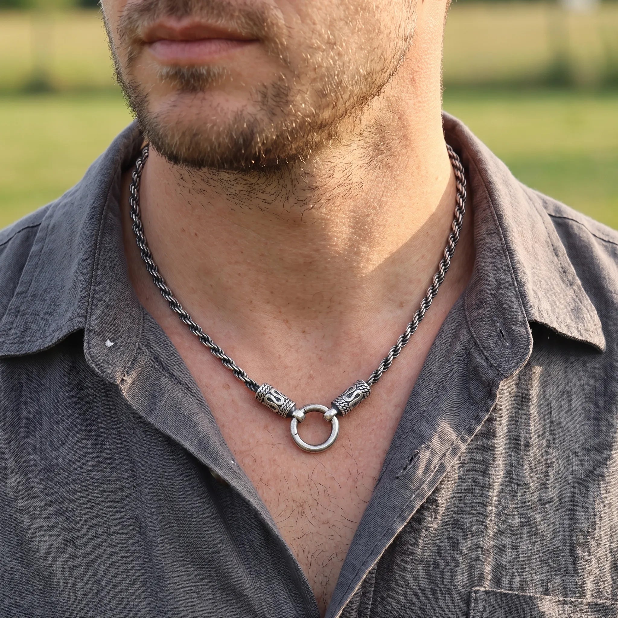 Men's 925 Sterling Silver Rope Chain with Spring Clasp for Pendant