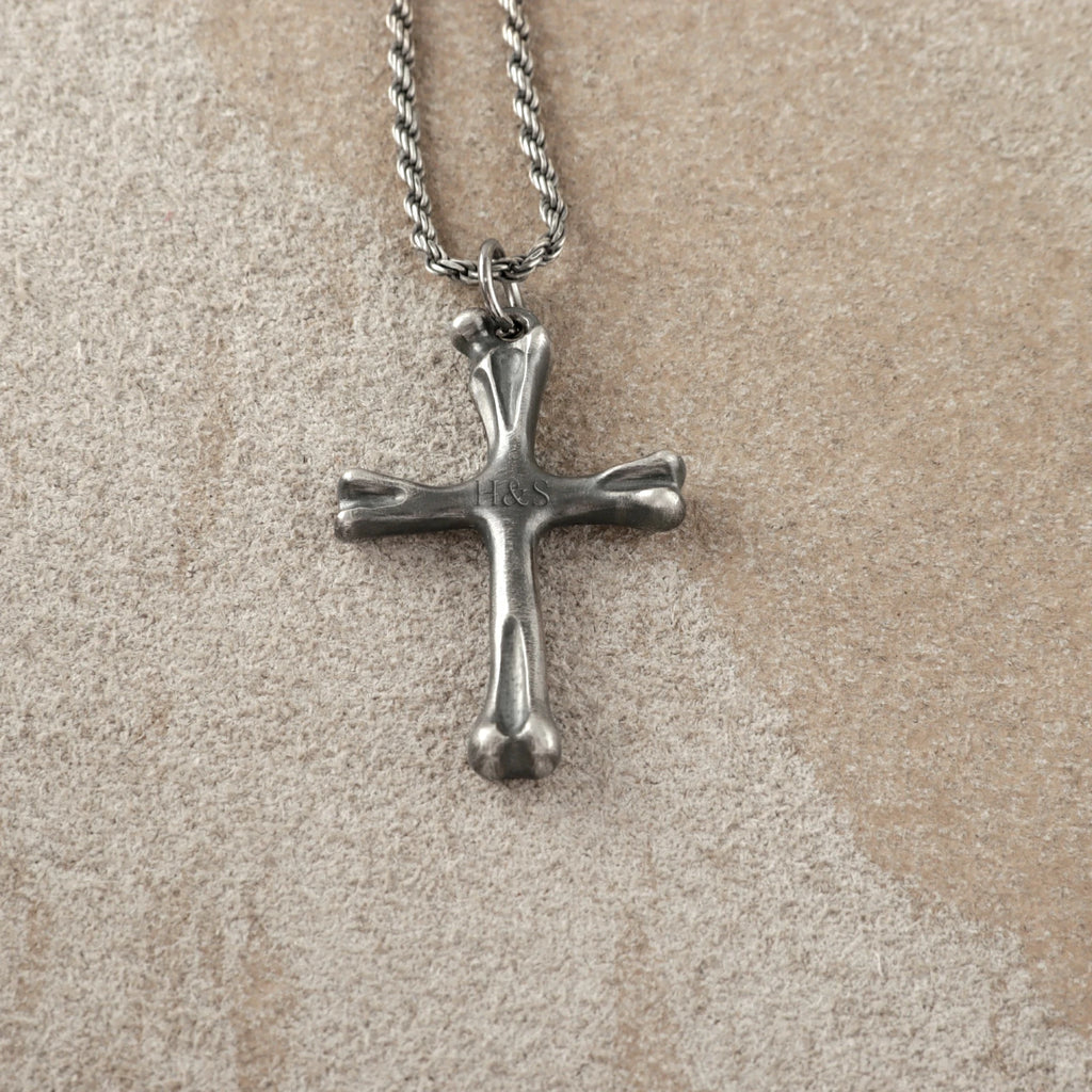 925 Sterling Silver Sculpted Skeletal Cross Durable Religious Pendant Necklace