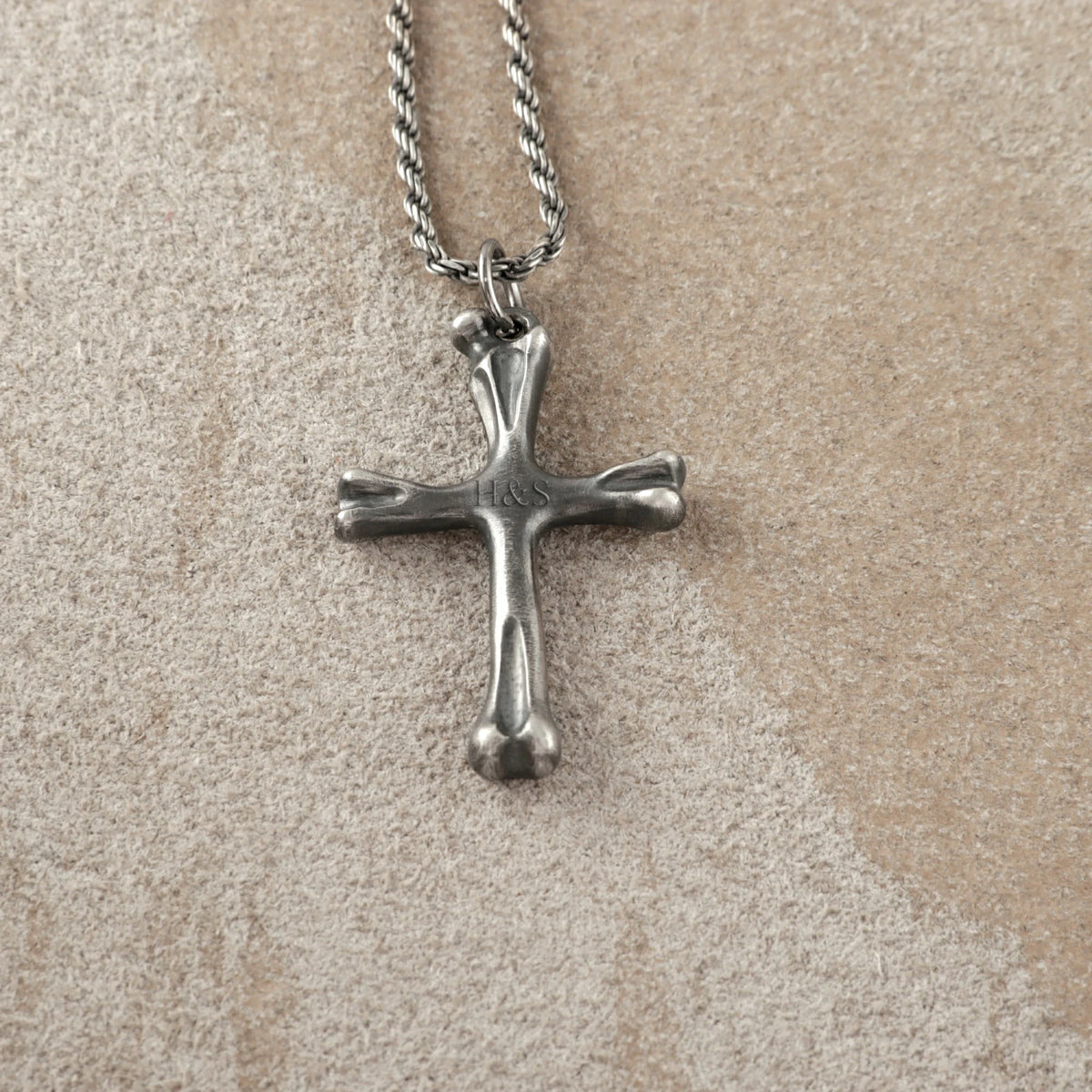 925 Sterling Silver Sculpted Skeletal Cross Durable Religious Pendant Necklace