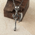 925 Sterling Silver Gothic Skull Battle Axe Durable Viking Warrior Pendant