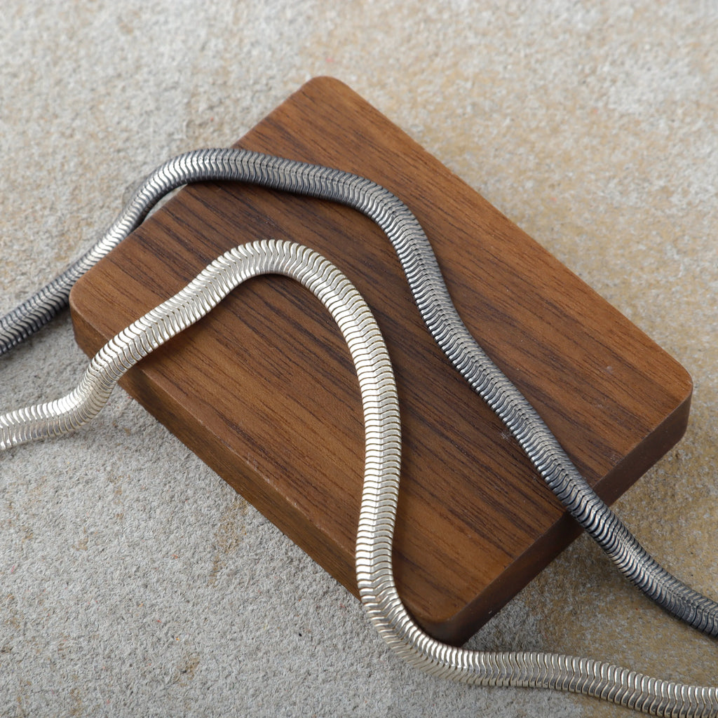 Men's 925 Sterling Silver Flat Snake Chain Necklace