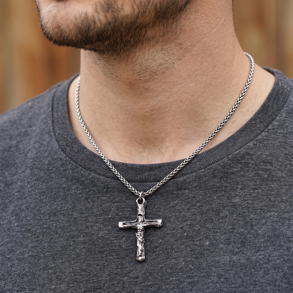 Sacred 925 Sterling Silver Lord Jesus Crucifix Pendant Jewelry