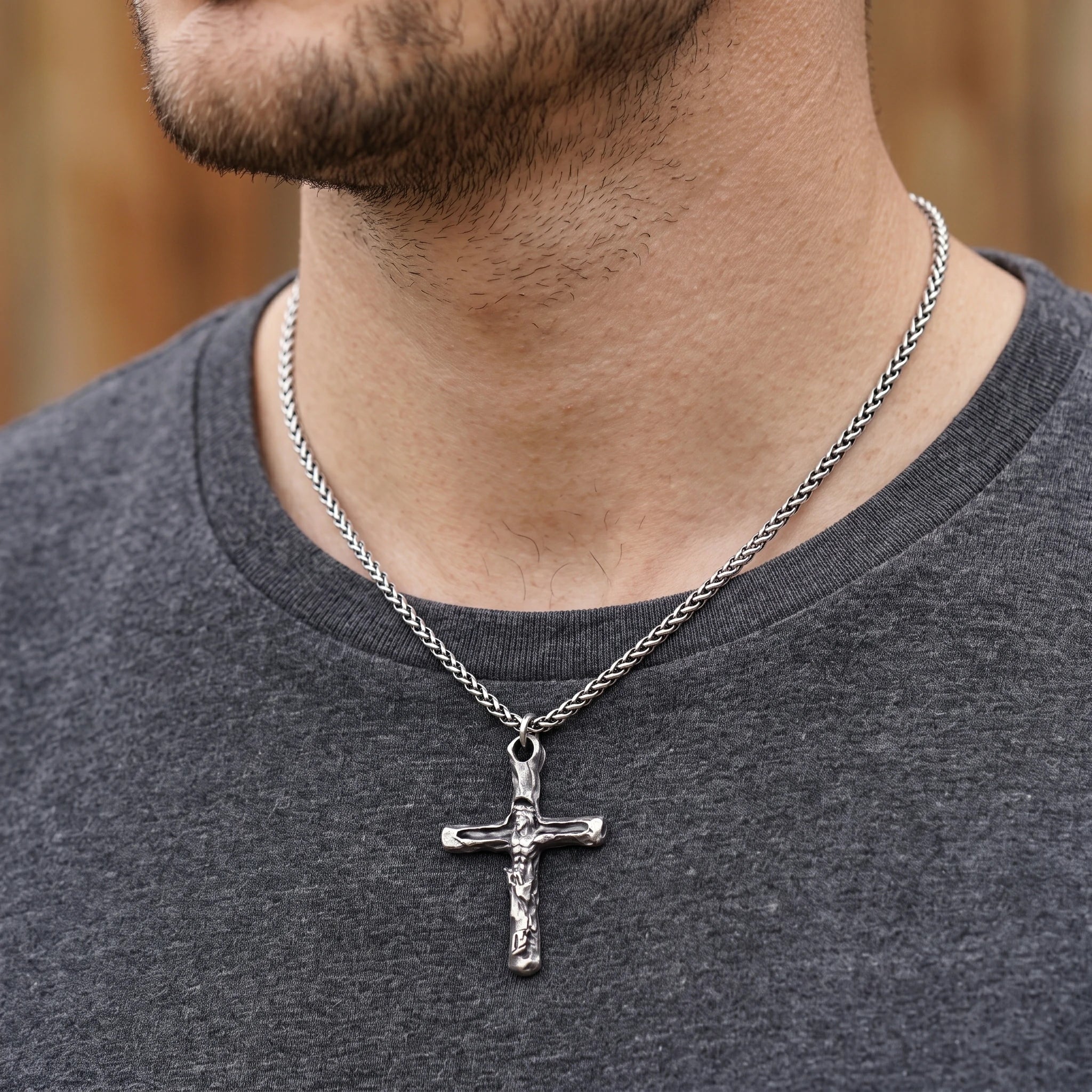 Sacred 925 Sterling Silver Lord Jesus Crucifix Pendant Jewelry