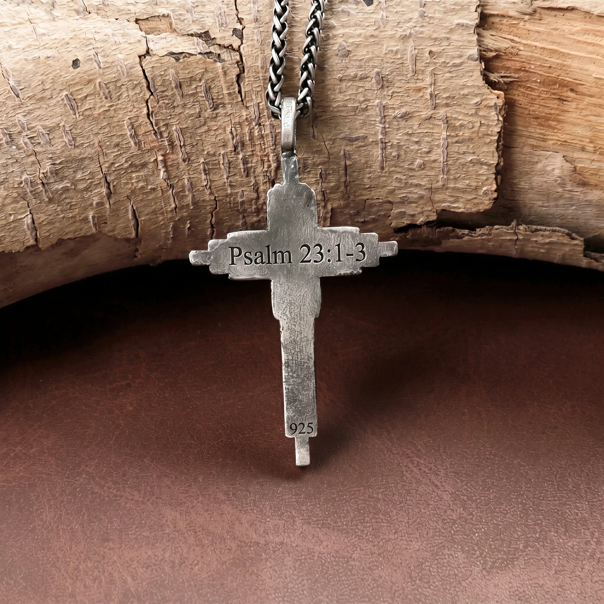 Engraved 925 Sterling Silver Layered Cross Necklace for Sacred Faith & Protection