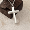 925 Sterling Silver Spiritual Beveled Prism Cross Durable Custom Engravable Necklace