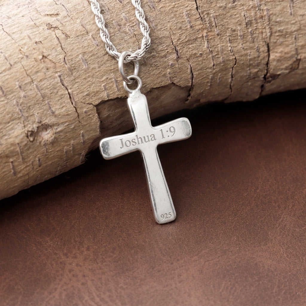 Custom 925 Sterling Silver Domed Cross Pendant for Unshakable Faith and Divine Peace