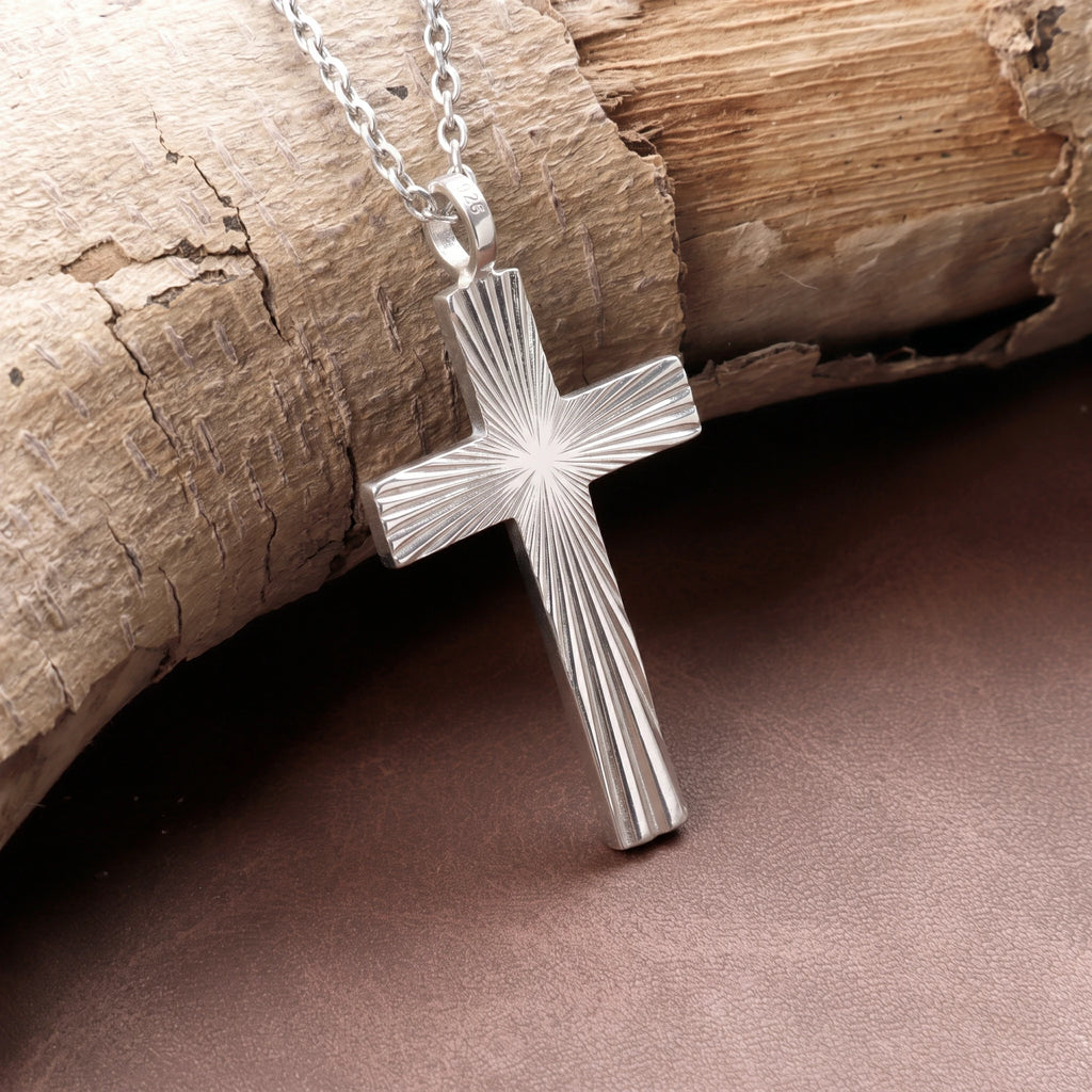 Radiant 925 Sterling Silver Cross Necklace for Divine Light & Everlasting Faith