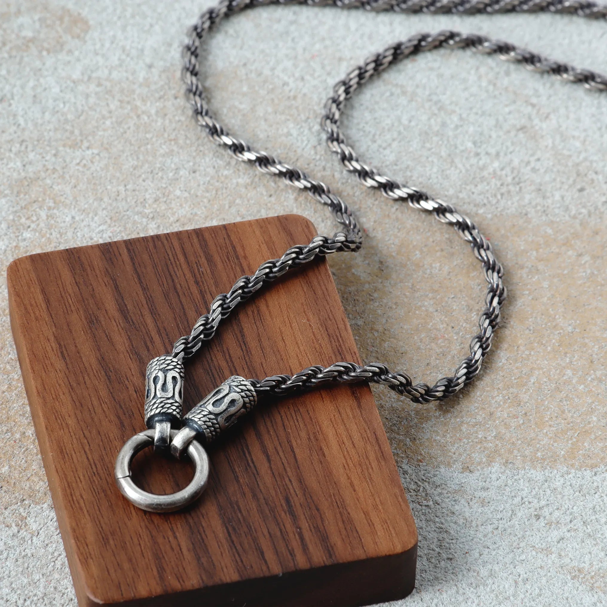 Men's 925 Sterling Silver Rope Chain with Spring Clasp for Pendant