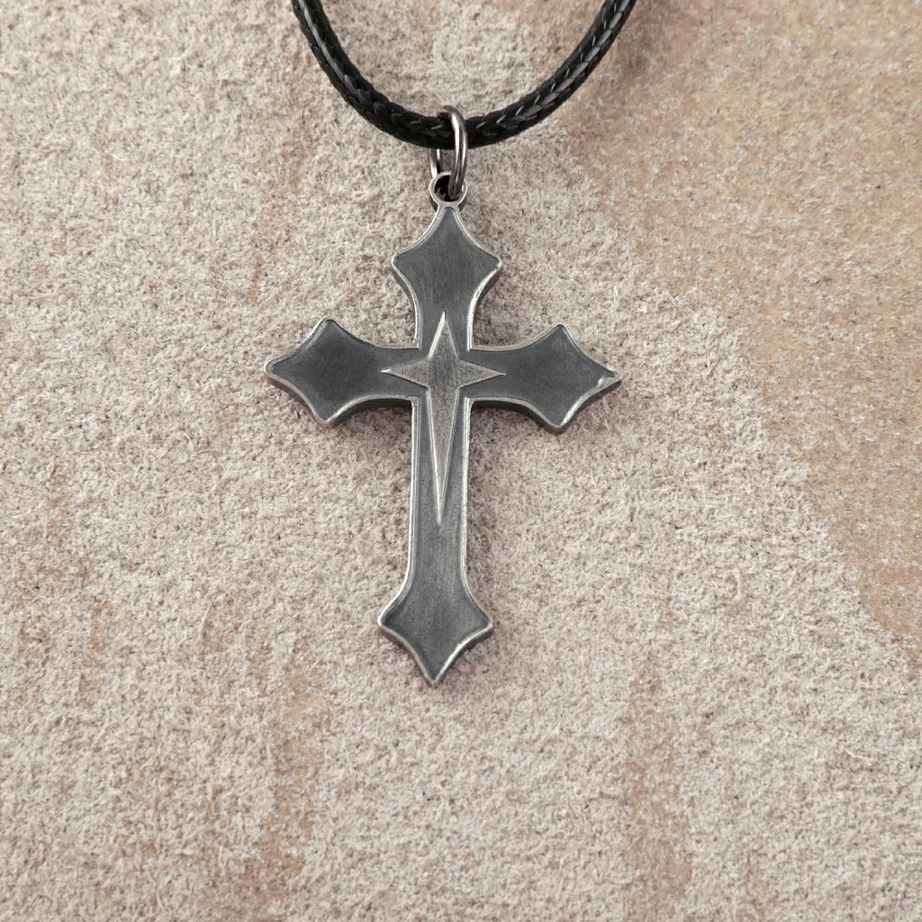 925 Sterling Silver Star of Bethlehem Cross Durable Engravable Faith Necklace