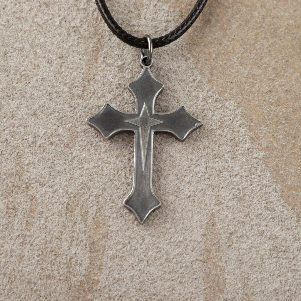 925 Sterling Silver Star of Bethlehem Cross Durable Engravable Faith Necklace