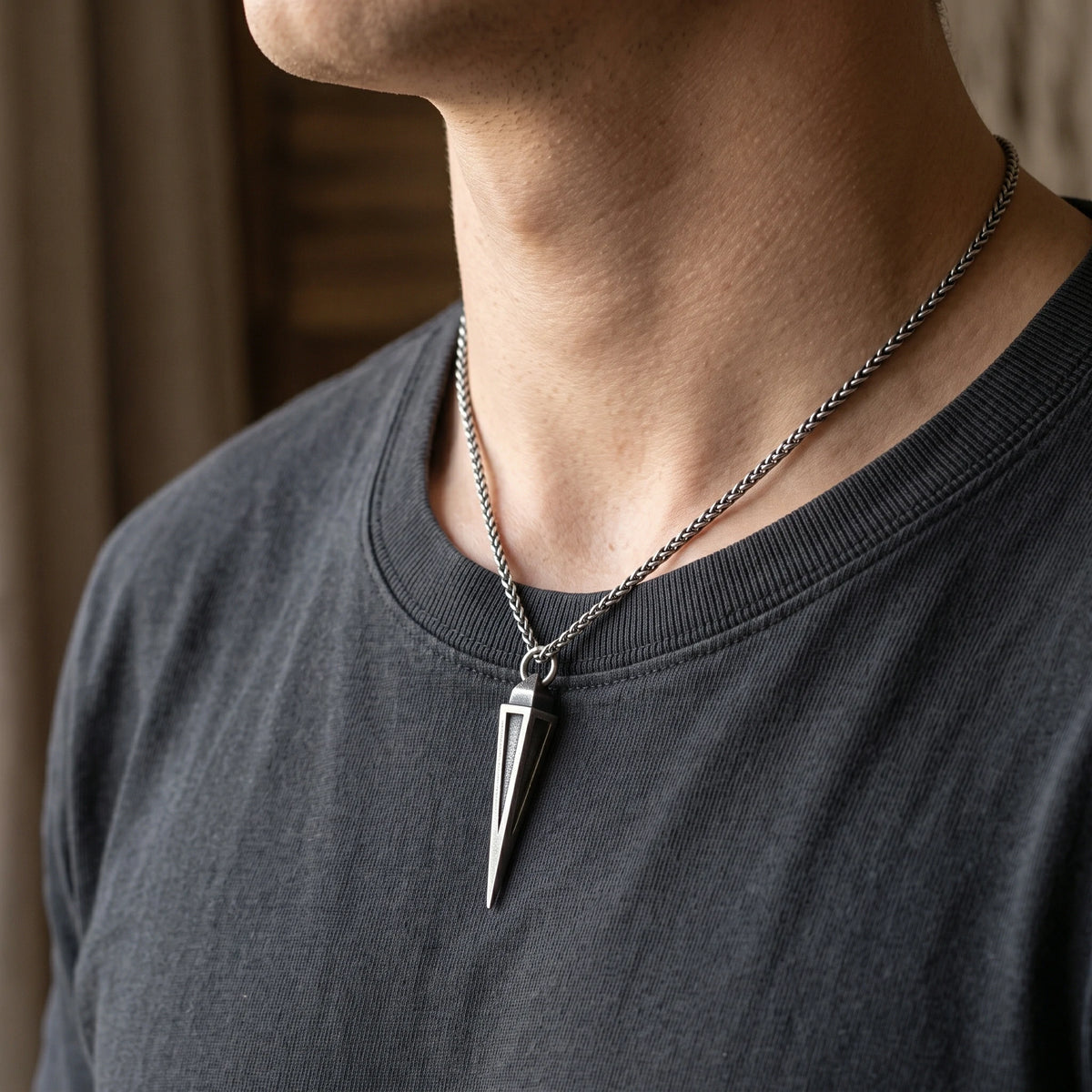 925 Sterling Silver Engravable Spearhead Pendant Embodying Bold Modern Precision