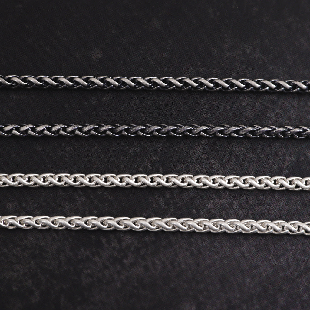Men's 925 Sterling Silver Wheat Chain Necklace-Chunky Link