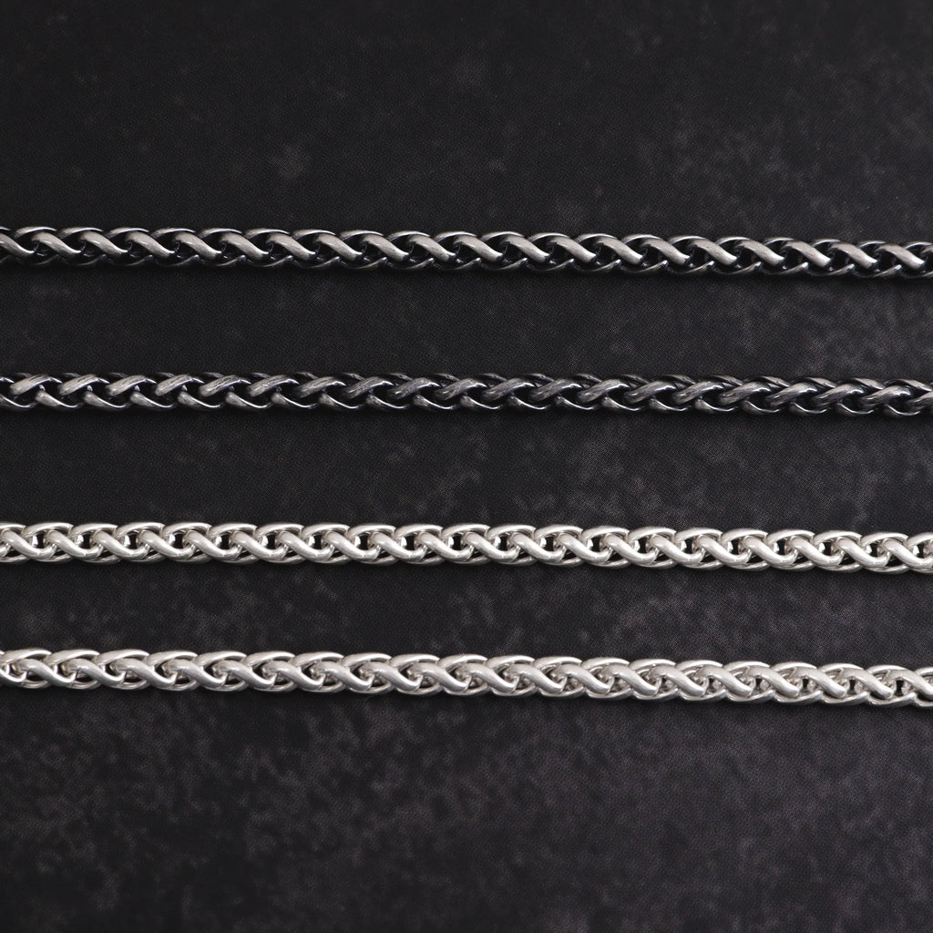 Men's 925 Sterling Silver Wheat Chain Necklace-Chunky Link