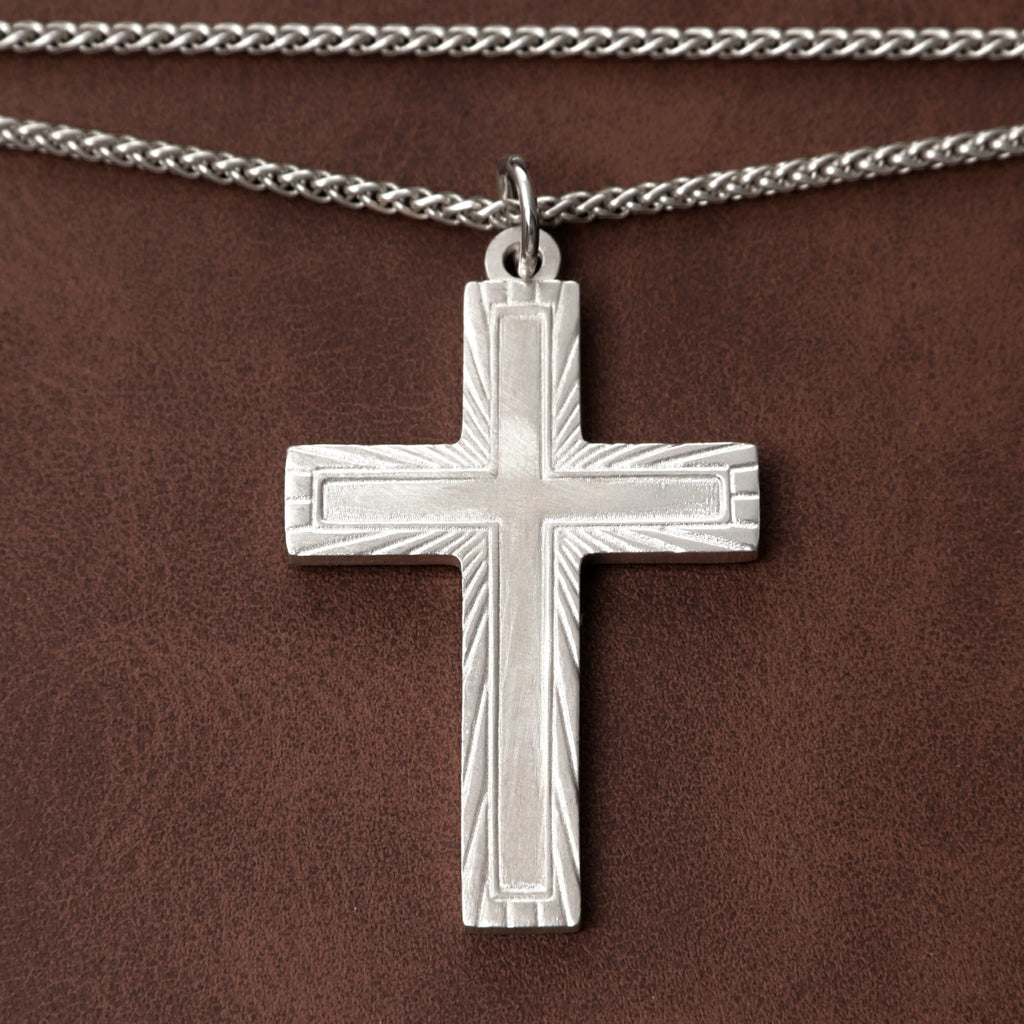 Custom 925 Sterling Silver Sunburst Cross Pendant for Heavenly Guidance & Eternal Light