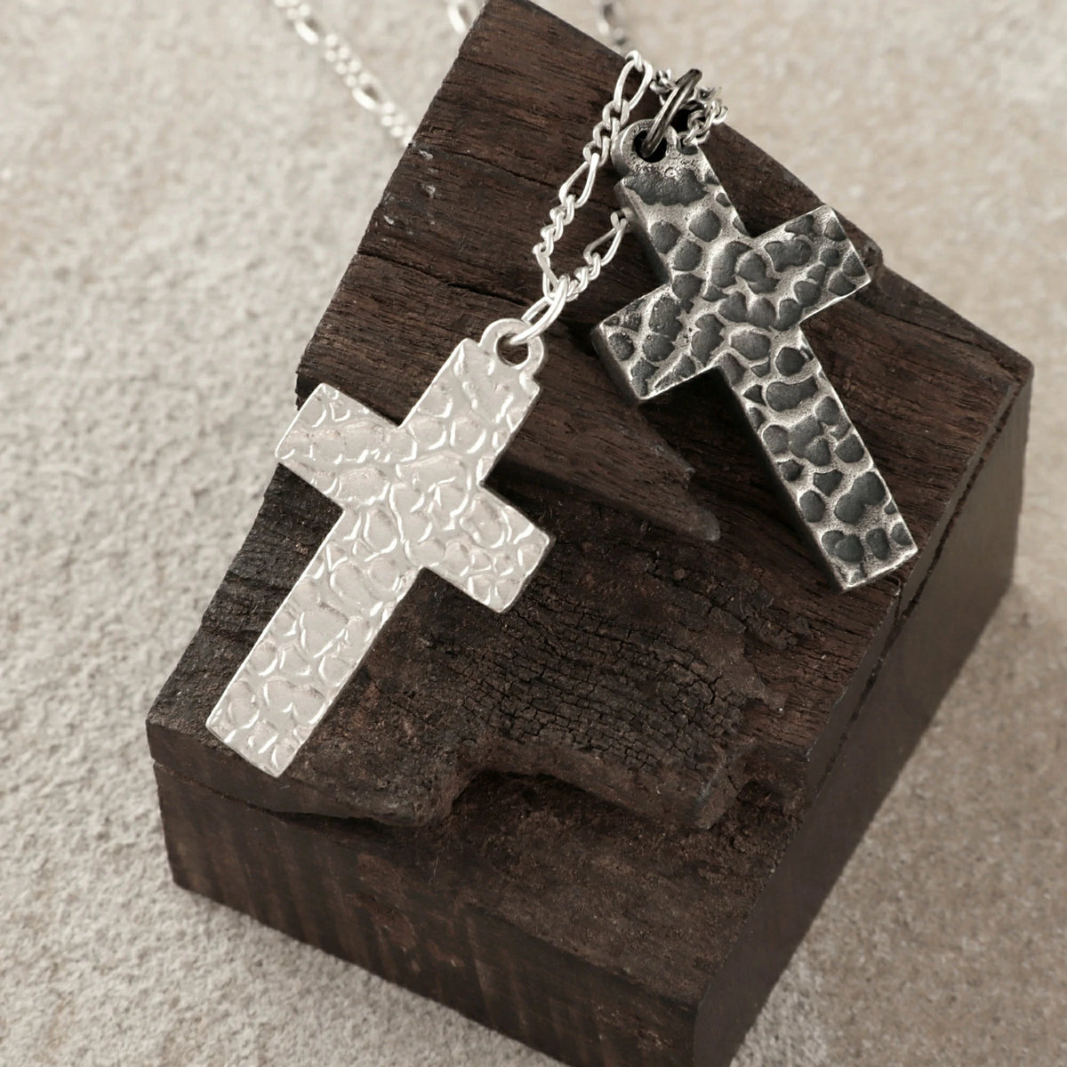 925 Sterling Silver Hammered Holy Cross Durable Custom Engravable Faith Pendant Necklace