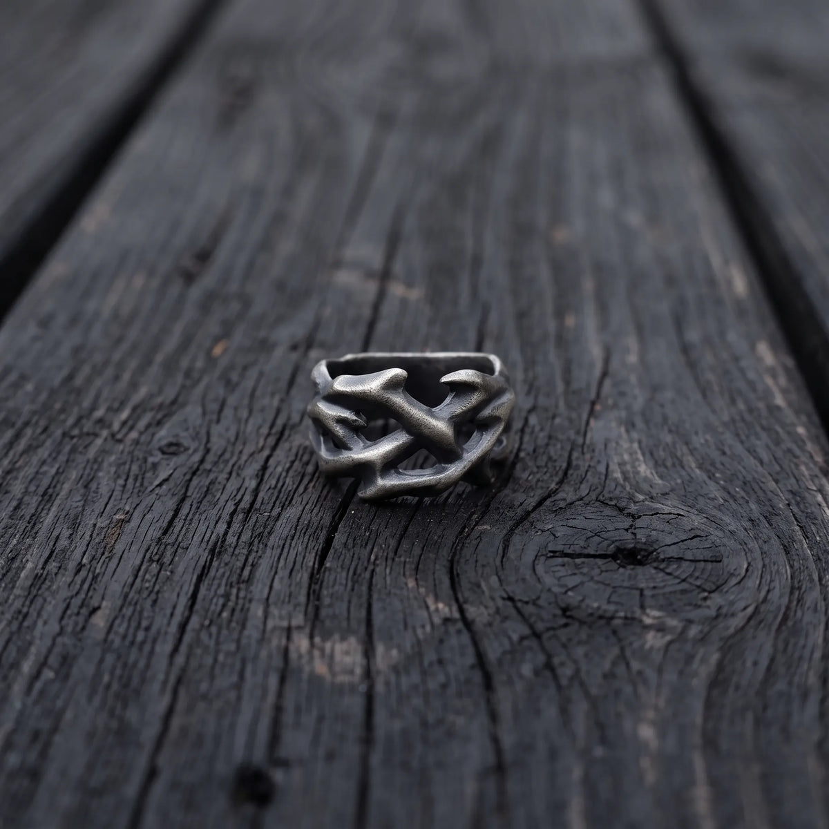 Custom Crown of Thorns Solid 925 Sterling Silver Ring, Engraved Gothic Thorn Band, Faith Gift