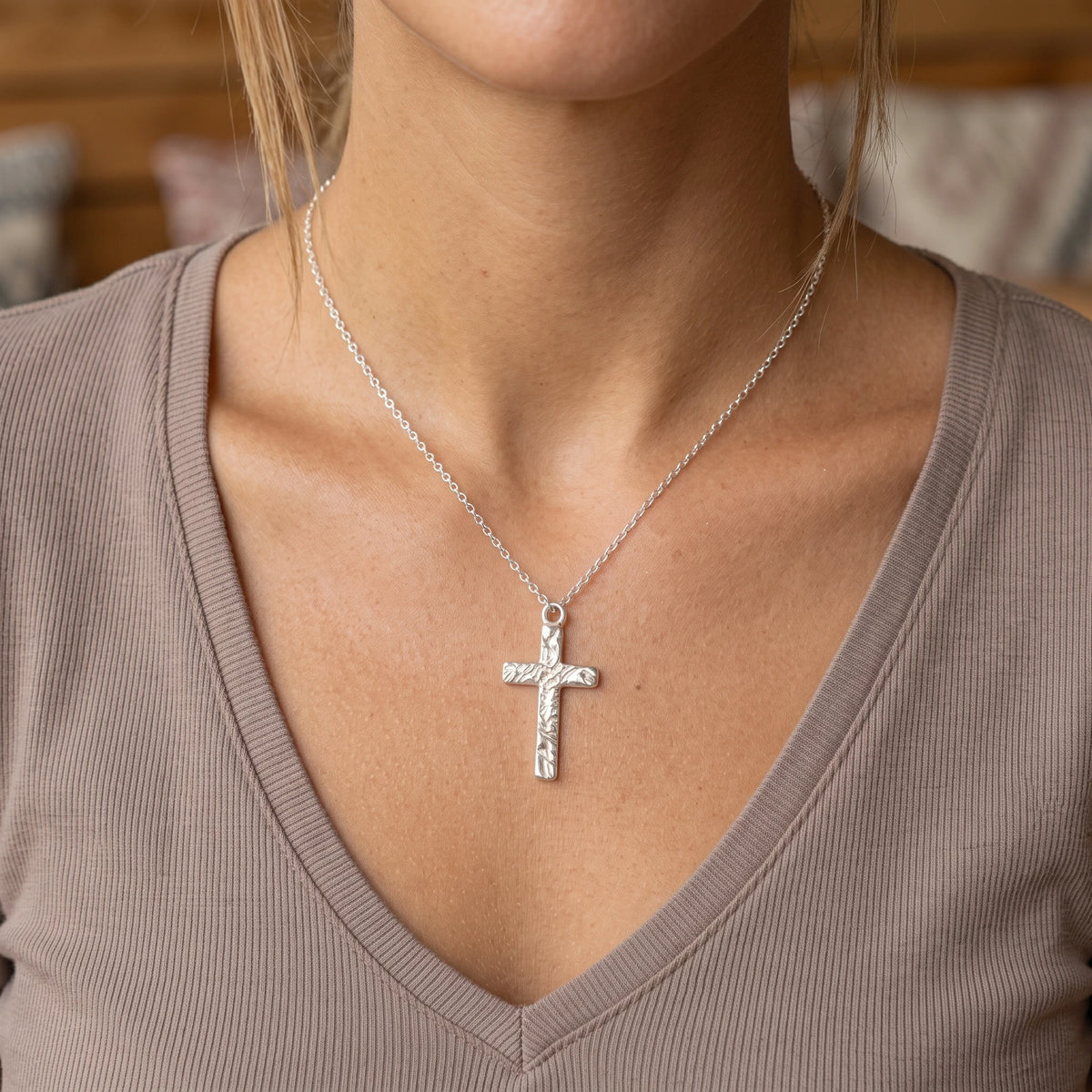 925 Sterling Silver Thorn Cross Necklace, Divine Protection Faith Pendant