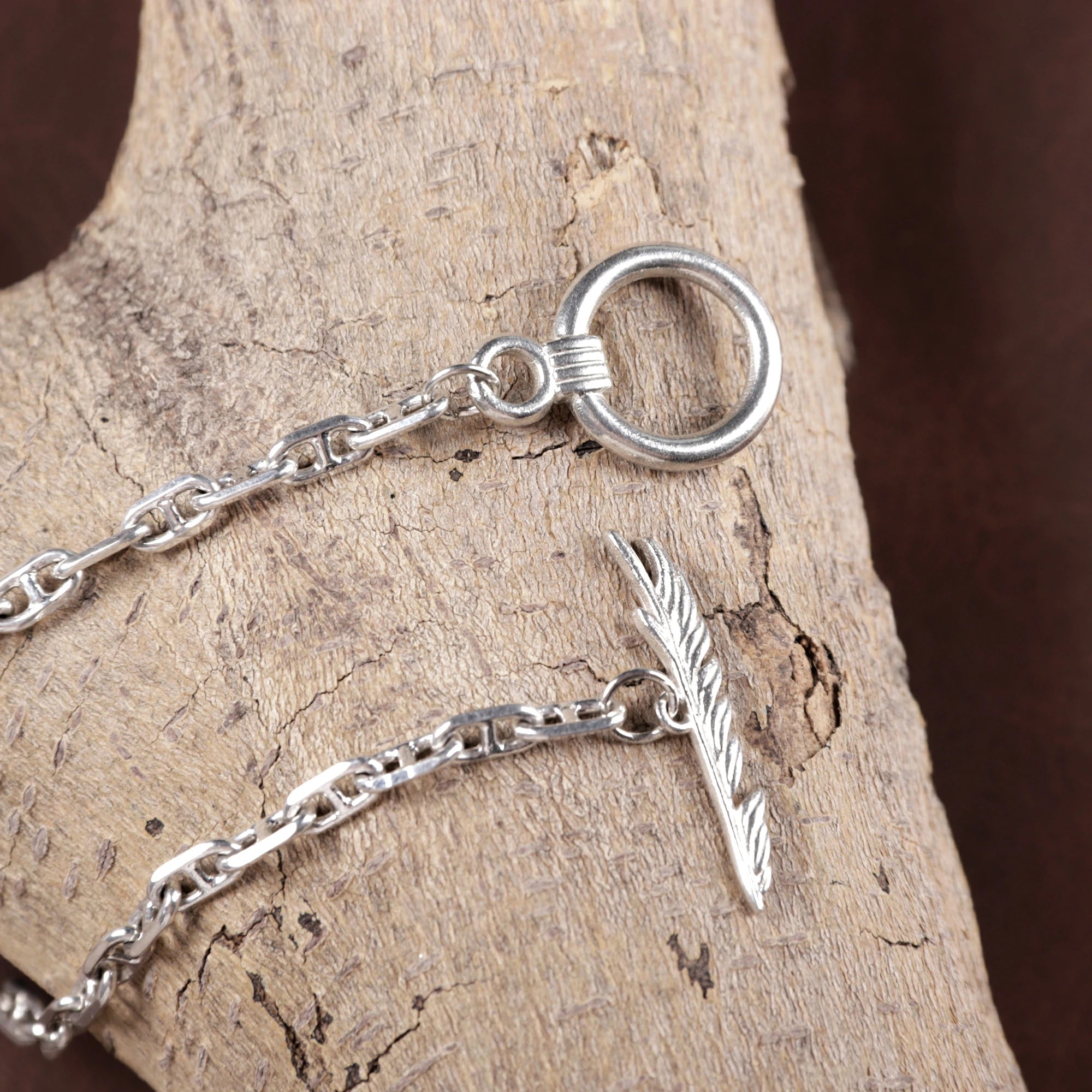 925 Sterling Silver Feather Clasp Anchor Chain Durable Bracelet Gift for Women