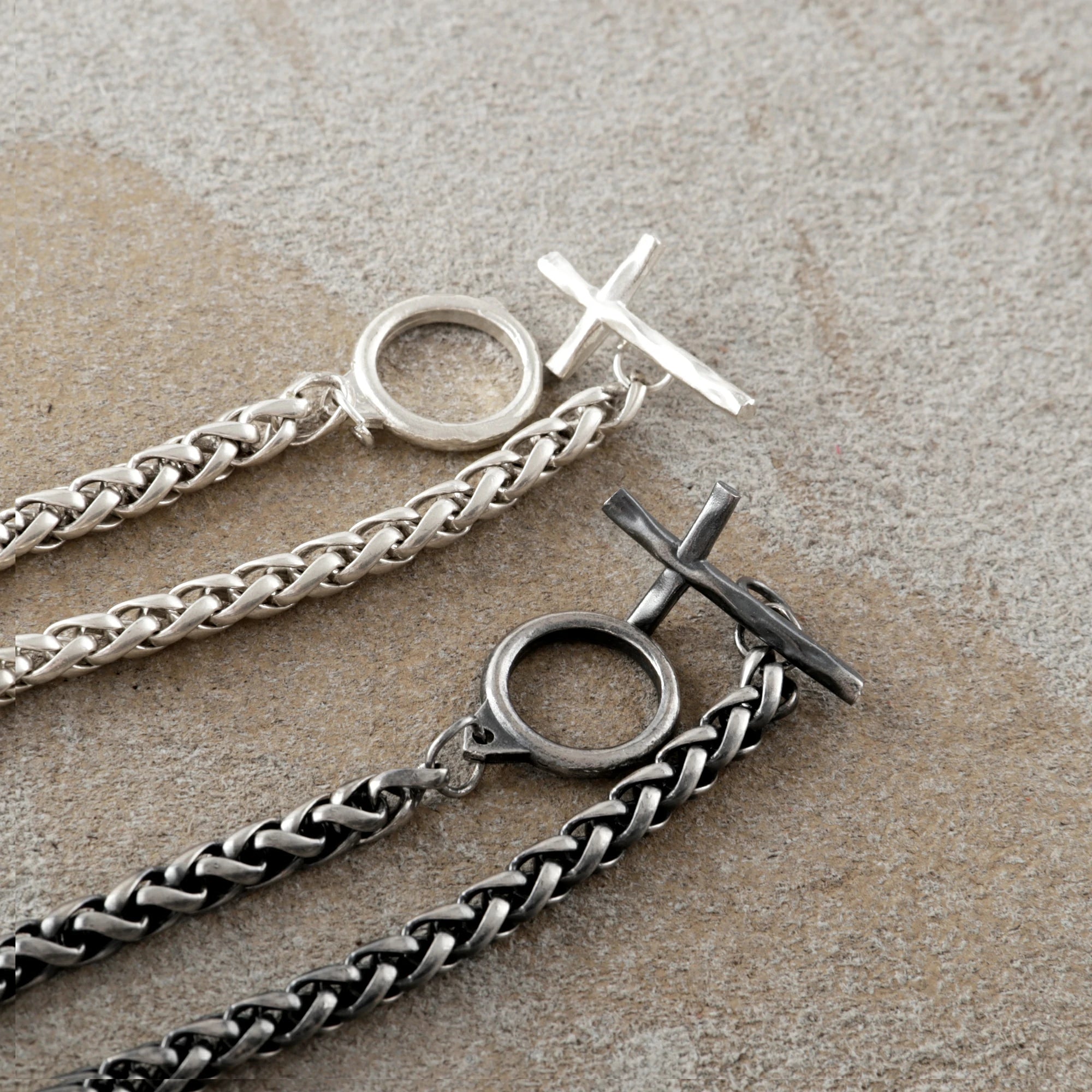 925 Sterling Silver Holy Cross Toggle Clasp Chopin Chain Faith Bracelet