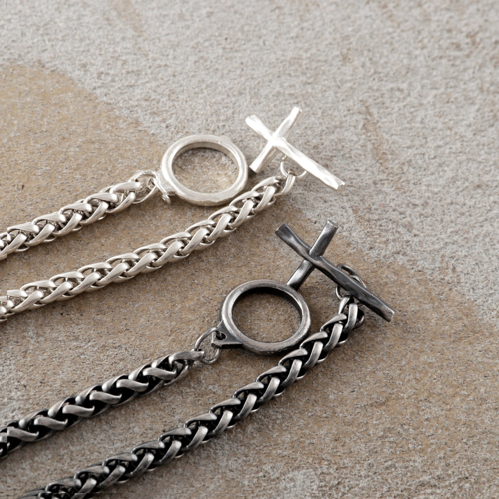 925 Sterling Silver Holy Cross Toggle Clasp Chopin Chain Faith Bracelet