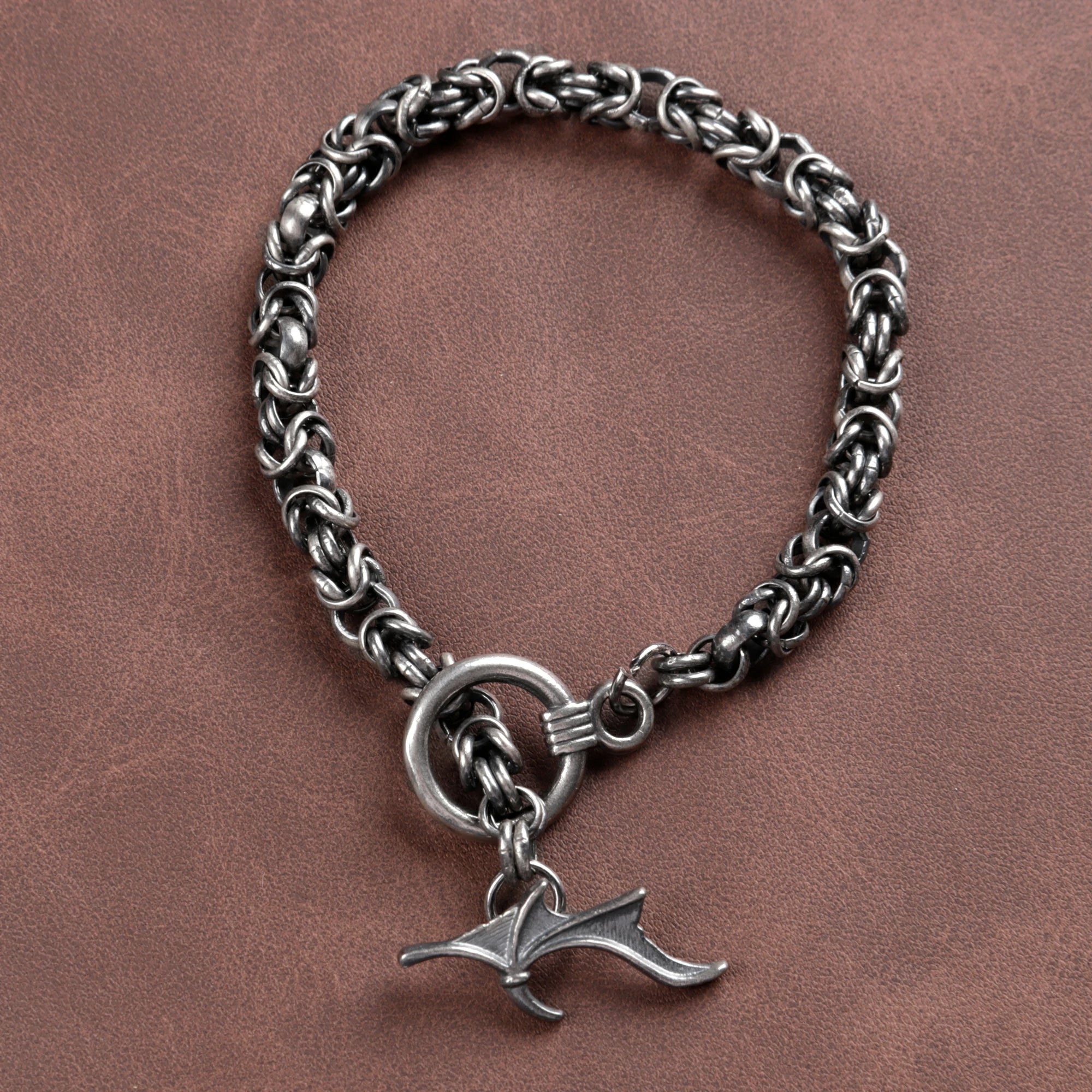 Heavy 925 Sterling Silver Byzantine Chain Bat Wing Clasp Lifetime Wear Bracelet