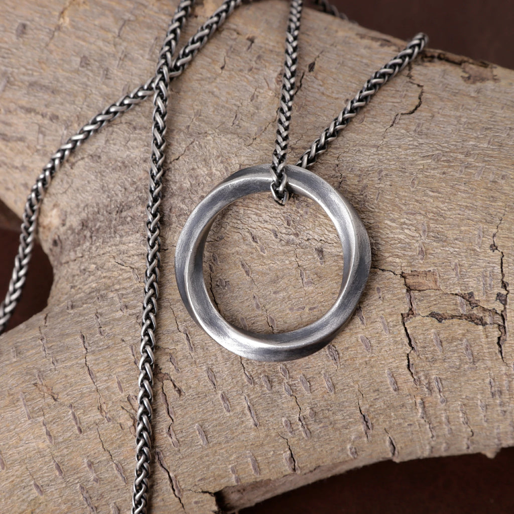 925 Sterling Silver Twisted Mobius Circle Pendant Delivering Minimalist Modern Flow