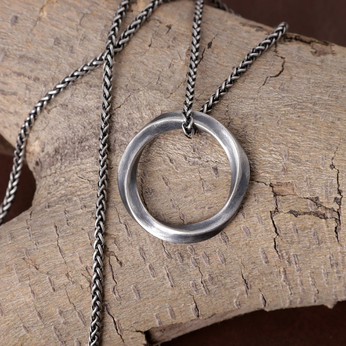 925 Sterling Silver Twisted Mobius Circle Pendant Delivering Minimalist Modern Flow