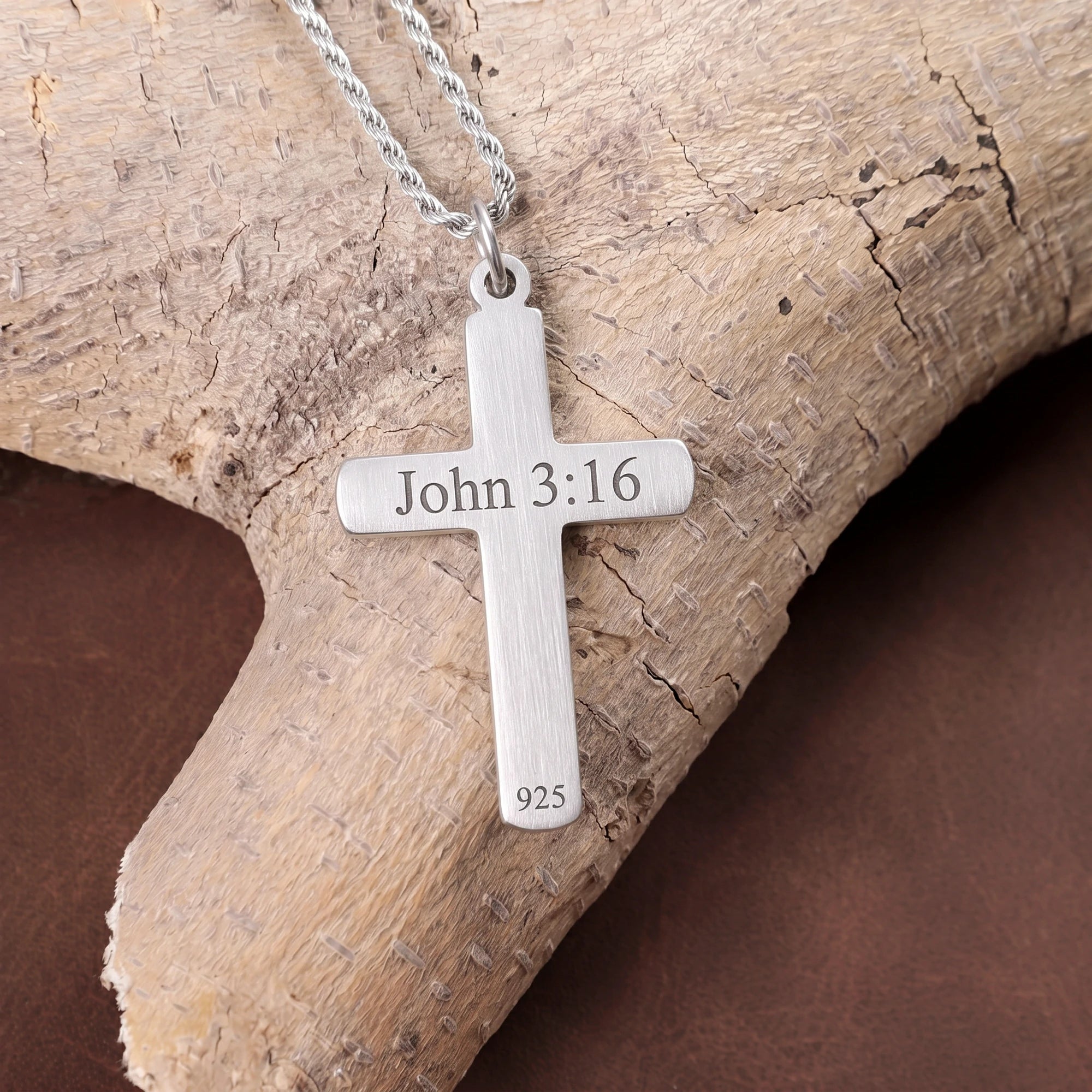 925 Sterling Silver Sunburst Cross Durable Custom Engravable Pendant Necklace