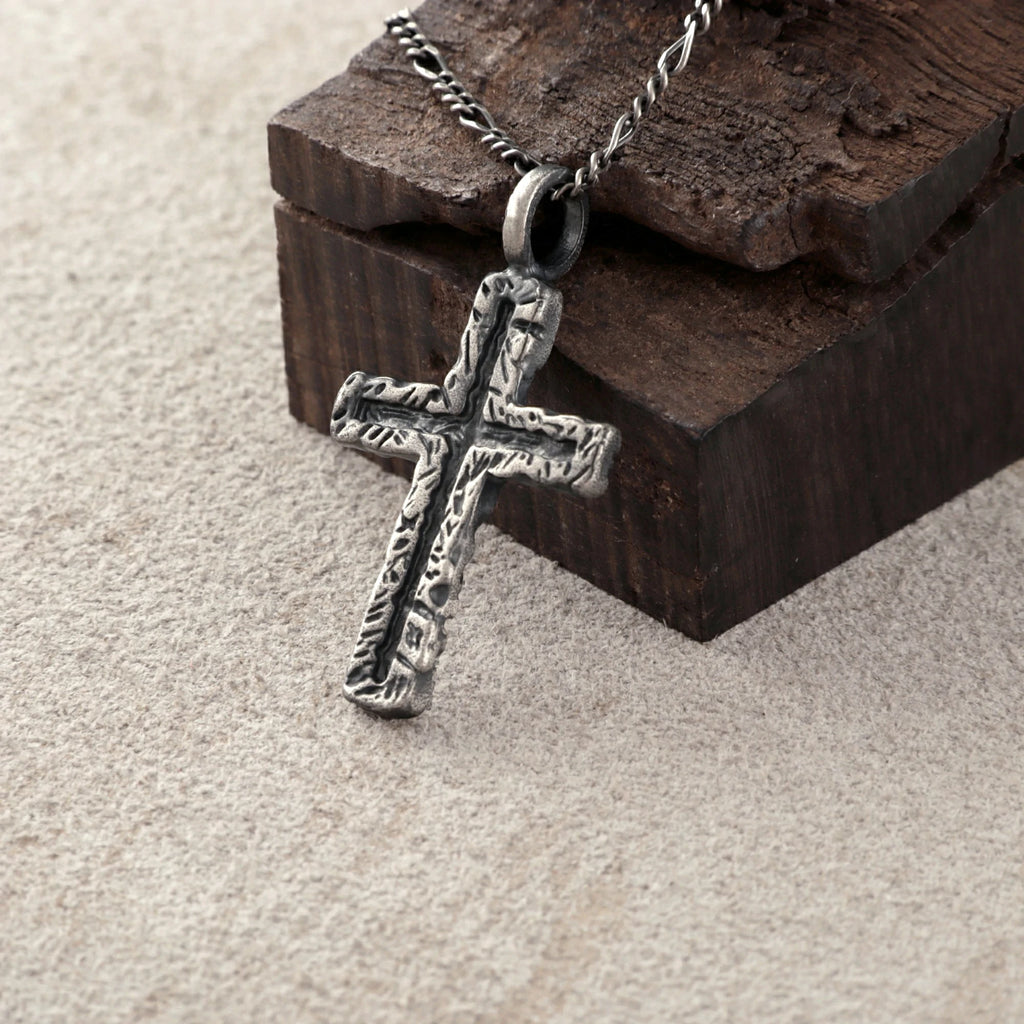 925 Sterling Silver Old Rugged Cross Durable Sacred Faith Pendant Necklace