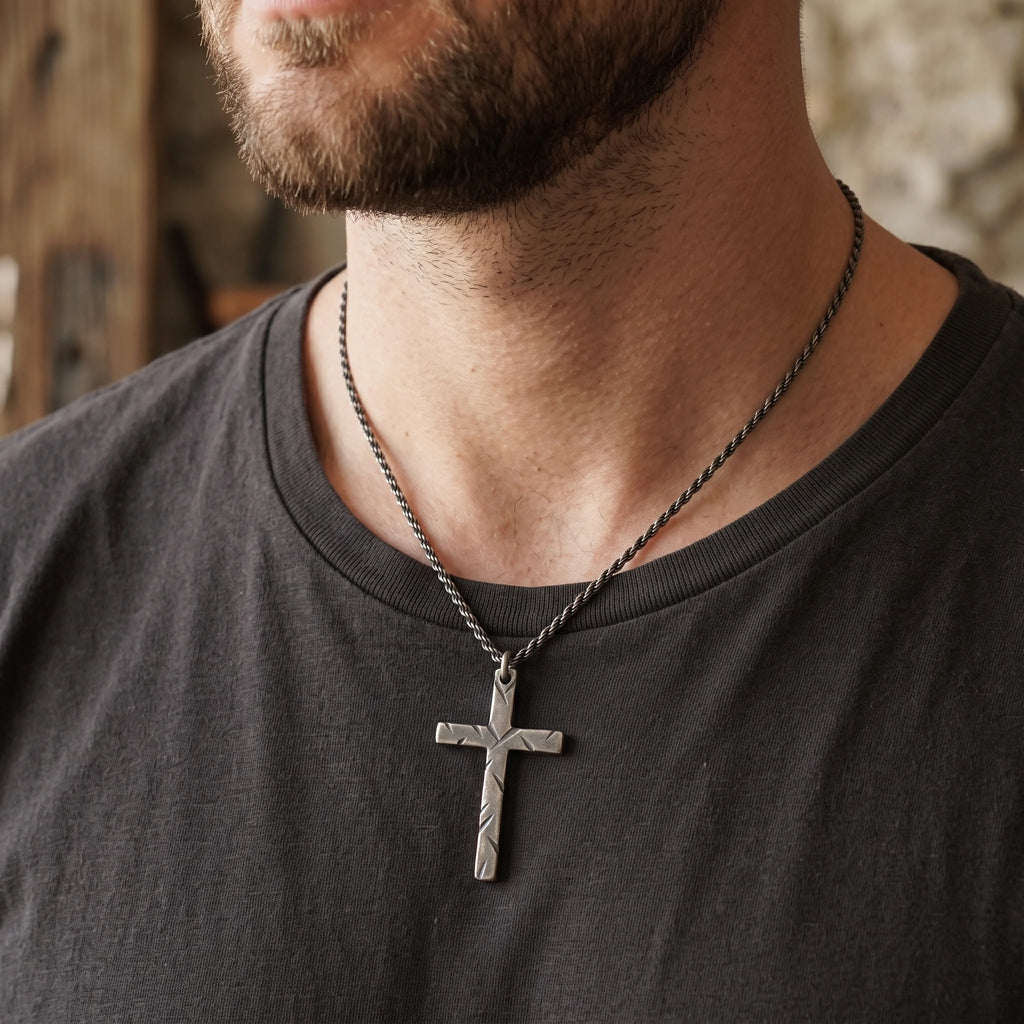 925 Sterling Silver Chiseled Holy Cross Durable Religious Faith Pendant Necklace