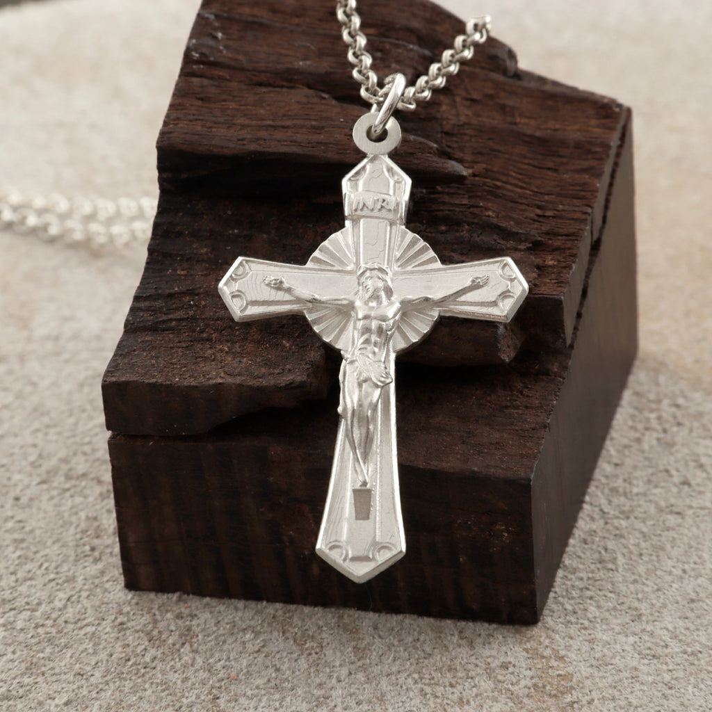 925 Sterling Silver Holy Crucifix Necklace, Sacred Jesus Cross Pendant for Faith & Protection