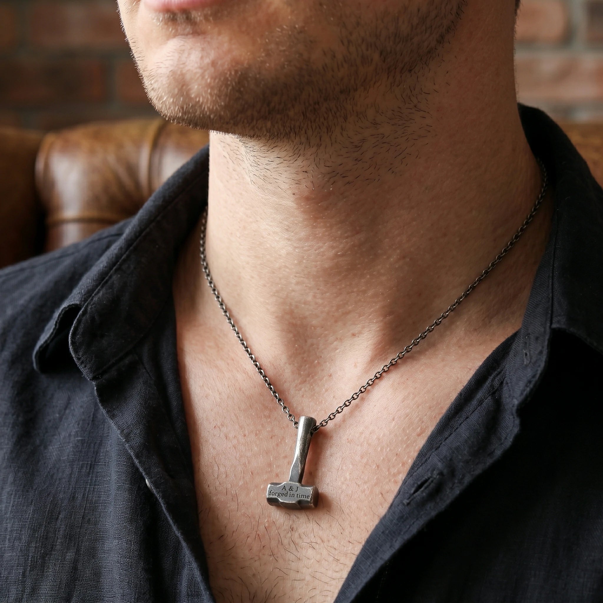 925 Sterling Silver Engravable Hammer Pendant, Personalized Artisan Jewelry