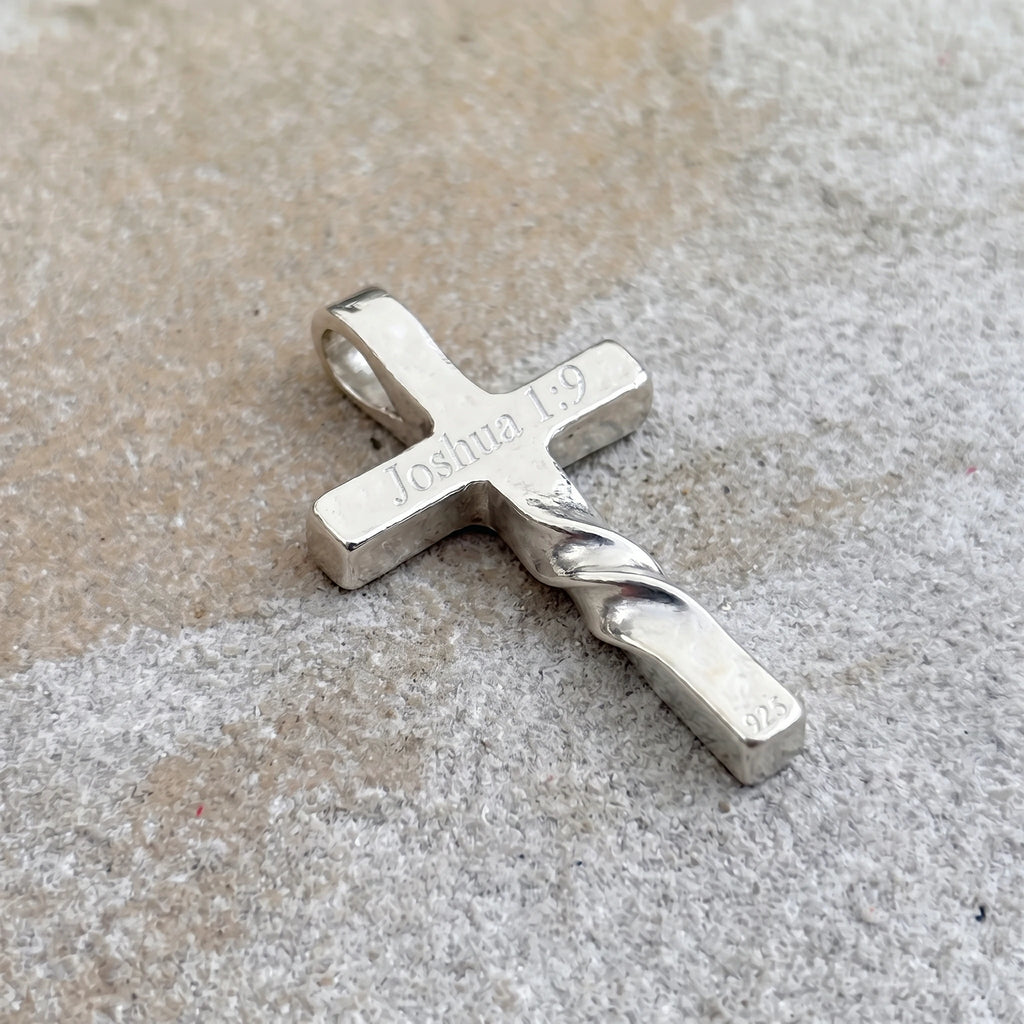 Unwavering Spirit Twisted Cross Pendant, 925 Sterling Silver Faith Amulet
