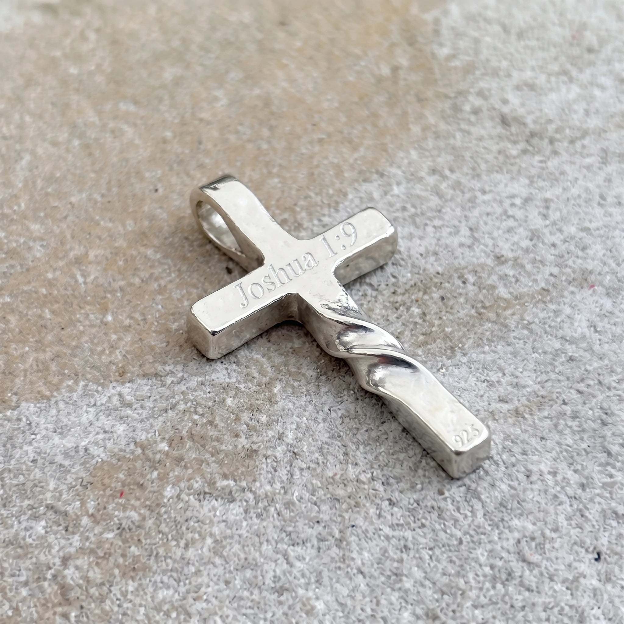 Unwavering Spirit Twisted Cross Pendant, 925 Sterling Silver Faith Amulet