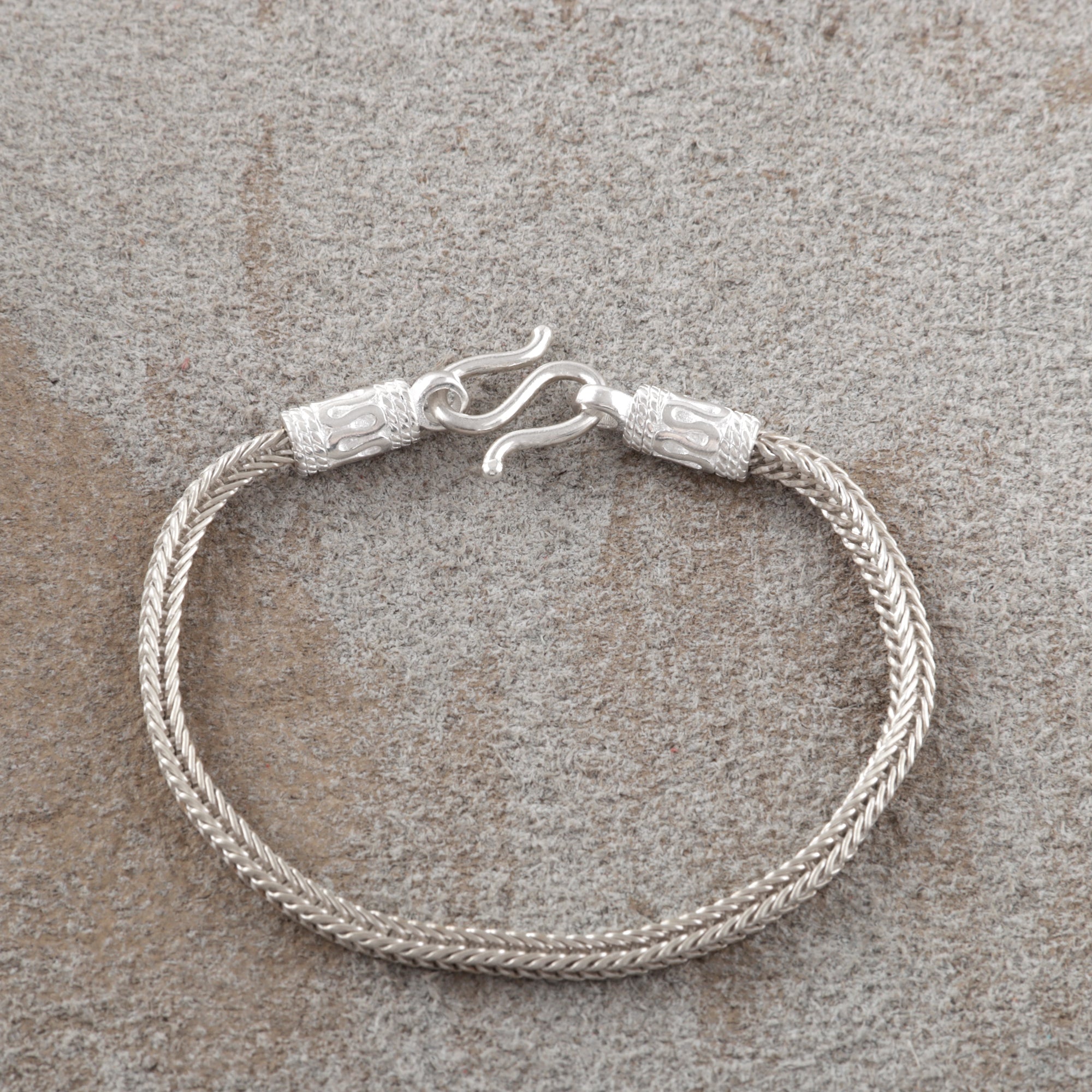 925 Sterling Silver Square Foxtail Chain Durable Vintage Statement Bracelet