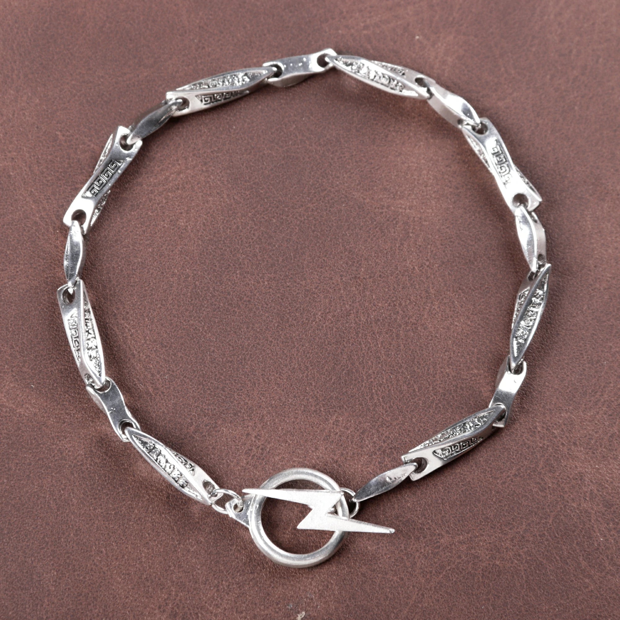 925 Sterling Silver Lightning Bolt Toggle Clasp Durable Link Bracelet Gift