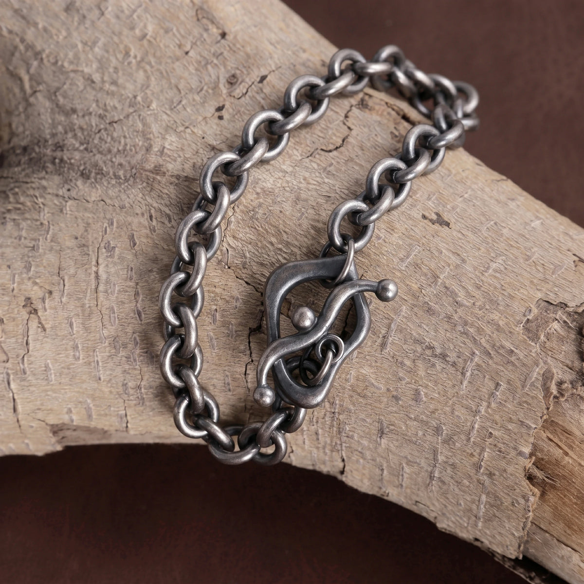 925 Sterling Silver Rolo Chain Bracelet With Artisanal Toggle Clasp For Daily Style