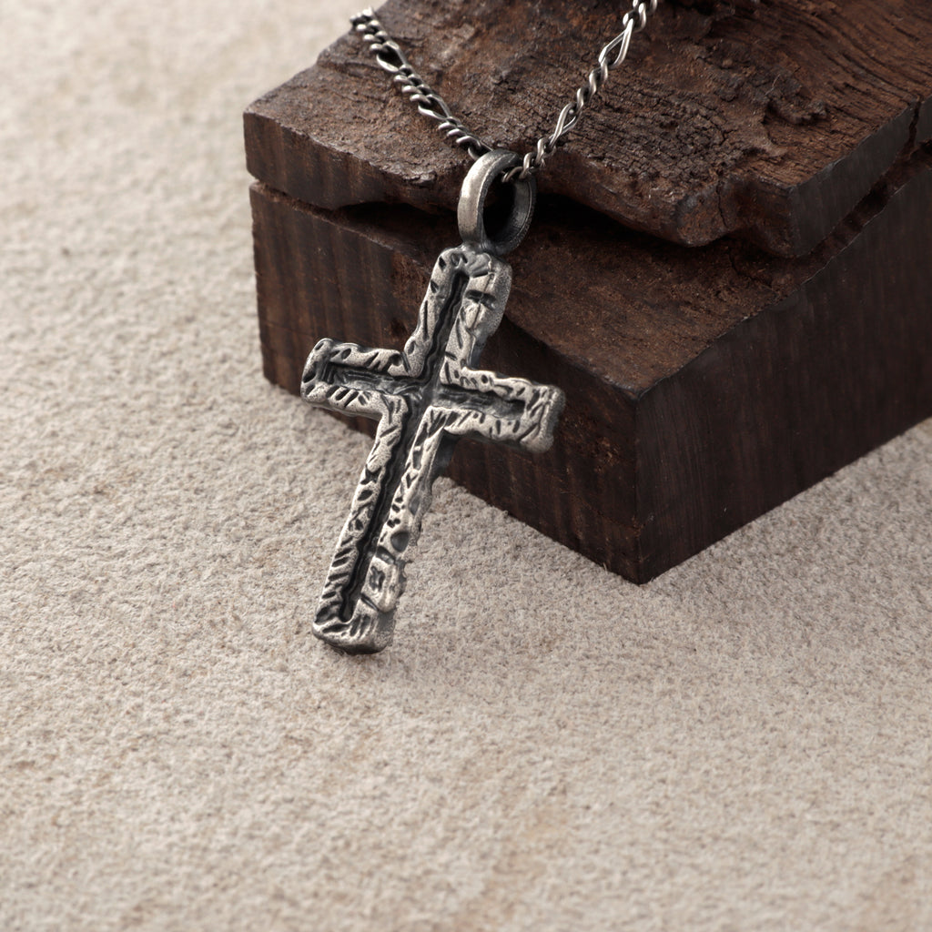 925 Sterling Silver Old Rugged Cross Durable Sacred Faith Pendant Necklace