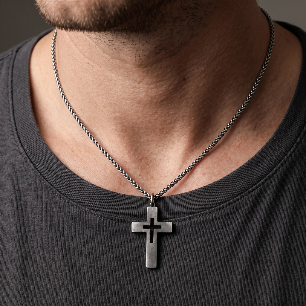 925 Sterling Silver Cutout Cross Pendant for Sacred Faith Within & Divine Protection